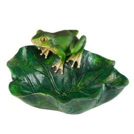 ping Resin Lotus Frog Figurine with Hand-painted Details Cute Pond & Garden Water Feature OrnamentColor: As picture, Size: One Size