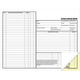 Automotive Repair Order and Invoice Receipt Form - 2 Part Carbonless Form (100 Pack)
