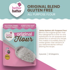 Better Batter Original Blend Multipurpose Certified Gluten-Free Flour, Top 9 Allergen Free, Cup for Cup Baking Alternative to Ordinary Flour 4LB Pouch