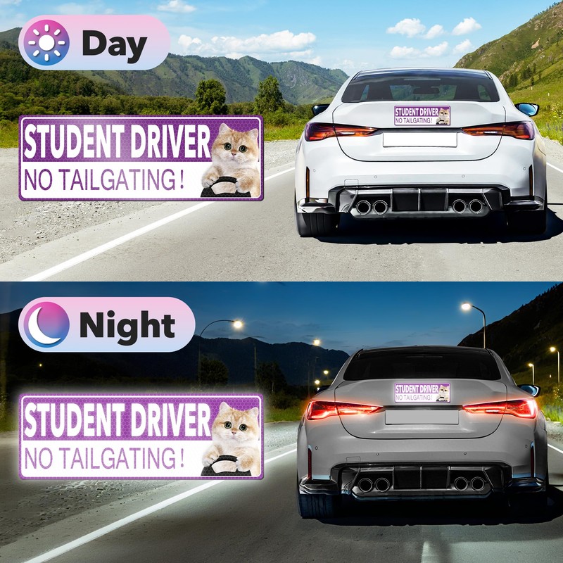 3 Pcs Student Driver Magnet for Car, HOLENGS Removable Reflective