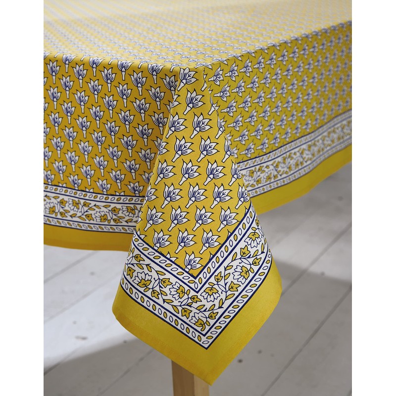 MySmartBuy Square Cotton Tablecloth - 52x52 Pink Squared Indian Hand