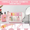 SUILU 2 Pcs Cosmetic Makeup Bag with Chenille Letter Patch,with