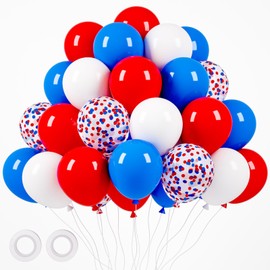Voircoloria 105pcs Red White Blue Balloons 12inch Party Latex Balloons for 4th of July Independence Day Graduation Anniversary Party Decorations