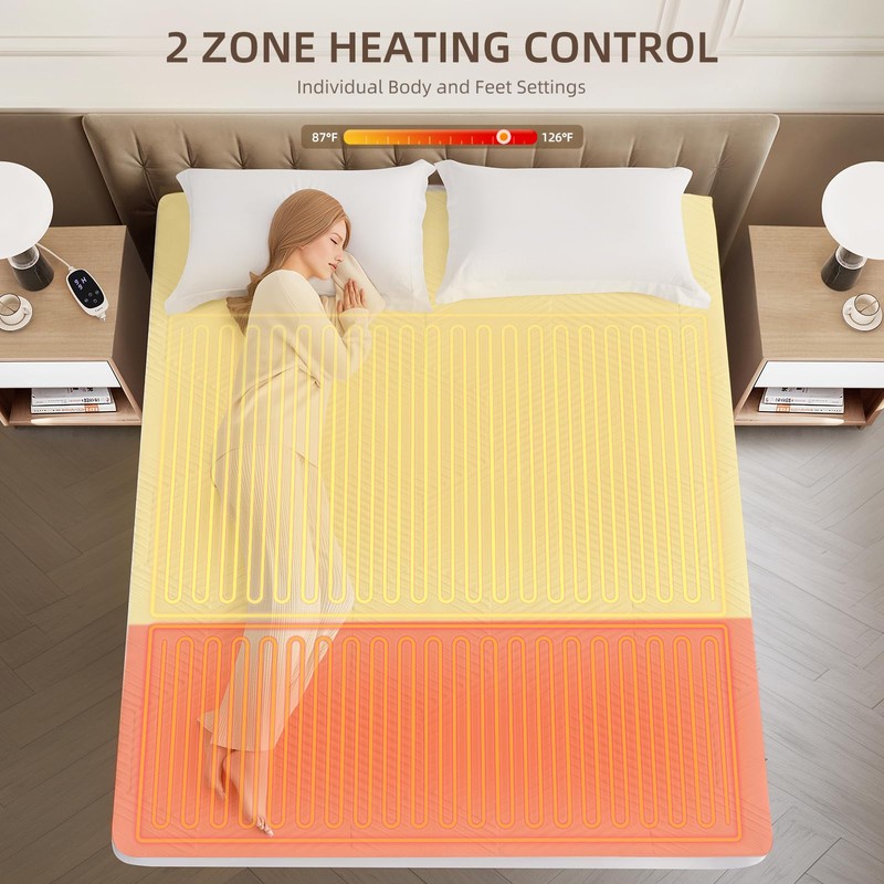 Caperia Twin XL Waterproof Heated Mattress Pad, 9 Heat Settings,
