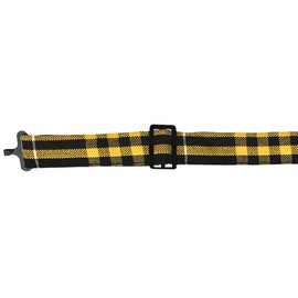 tiemart Pre-Tied Adjustable Men's Band Collar Bow Tie (Black and Gold Plaid)