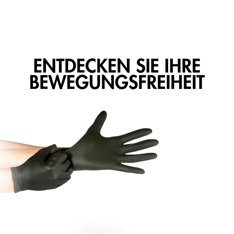 HANSKA Disposable Nitrile Gloves, Black, Powder Free, Insert and Bet,