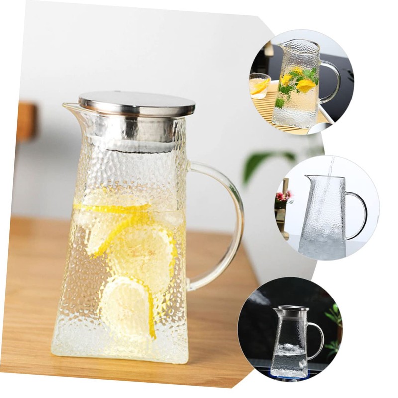 BIUDECO Elegant Glass Water Pitcher Cold Water Kettle Lid for
