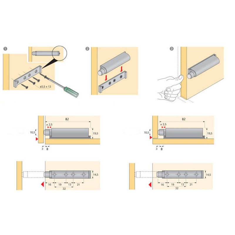 Pack of 5 Push Open System Damper Buffer For Cabinet