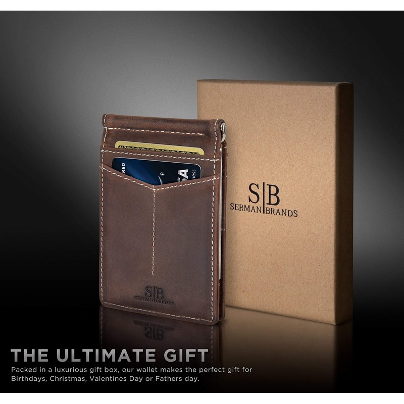 SERMAN BRANDS RFID Blocking Wallet Slim Bifold - Genuine Leather