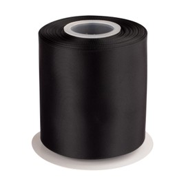 Cinta de satén de doble cara de 4 pulgadas, cinta de poliéster sólido negro, 25 yardas, perfecta para envolver regalos, manualidades, corona, decoración de ceremonia de fiesta de boda, arreglo floral, costura