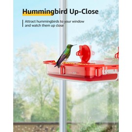 Window Hummingbird Feeder Strong Suction Cup 2 Pack, Hummingbird Feeders for Outdoors Window Up Close Bird Watching, Ant and Bee Proof, Easy to Refill, Clean and Install