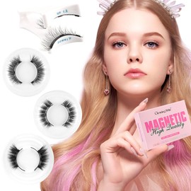 Glowing Win Magnetic Eyelashes with Applicator 3 Pairs Magnetic Eye Lashes Natural Look No Glue Needed Reusable False Eyelashes Without Eyeliner Easy to Wear and Remove