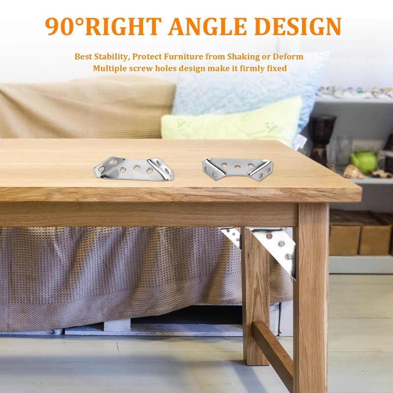 Angle Corner Brackets Metal (Silver, Pack of 20)