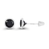 Solid 14K White Gold 6mm Round Natural Black Onyx Birthstone