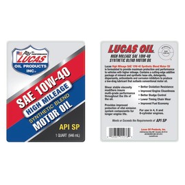 Lucas Oil Synthetic Blend High Mileage SAE 10w-40 Motor Oil_ API SP 1 Quart (Pack of 1)