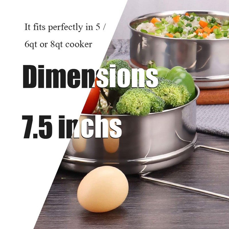 Stackable Steamer Insert Pans- Instant Pot Accessories 6 Qt-2 Silicone