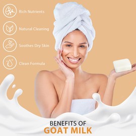 HOYEHOLA Natural Goat Milk Soap Bar for Face Body - Moisturizing Soothing Soap Base for Men Women Gentle Cleanser All Skin Types, 28oz 6 Bars