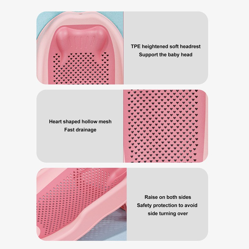 Baby Bath Support Home Foldable Ergonomic Heart Shaped Hollow Pattern
