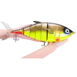 Extra Super Large Swim Bait Slow Sinking Multi Jointed Fishing Lures Bait,6 Segment Giant Fishing Lures,Crankbaits Swimbaits with Treble Hook (Yellow)