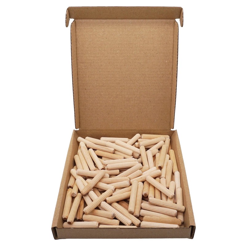 SKIR'CO (Pack of 100) Wooden Dowels 6x35mm Grooved Wood Dowels