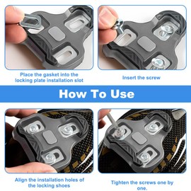 Foreverup Bicycle Cleats Compatible with Look Keo Bike Pedals, Bicycle Cleats Shoe Plate Set, Road Cleats Bicycle Accessory Set, Road Bike Pedal, MTB Pedal Plates, for Road Bike, Cycling Racing (Grey