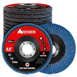 10 Pack 80 Grit Zirconia Flap Discs 4.5" x 7/8" T27 for 4 1/2 Inch Angle Grinder Flap Wheels Heavy-Duty Grinding & Sanding Discs for Metal, Wood, Stainless Steel