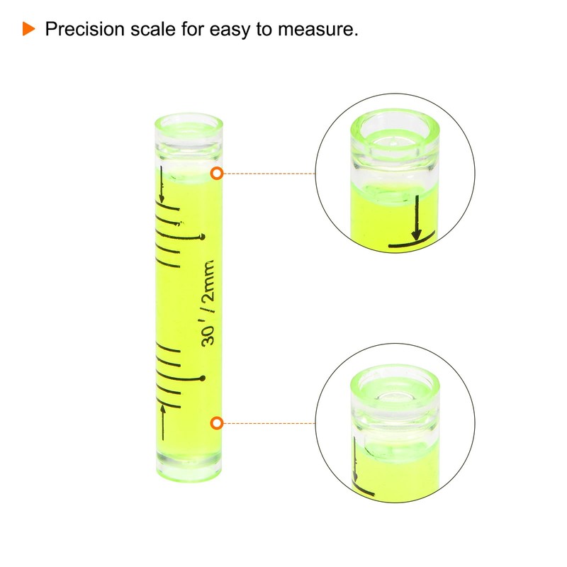 sourcing map 10pcs Small Cylindrical Bubble Level Vials 9x50mm PMMA