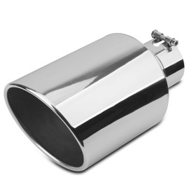 Vurkcy 4 inch Inlet Exhaust Tip, 8" Outlet 15" Overall Length Stainless Steel Exhaust Tail Pipe, Bolt-On, Rolled Edge, Slant Sleek Angle Cut, Polished Tailpipe, Silvery﻿