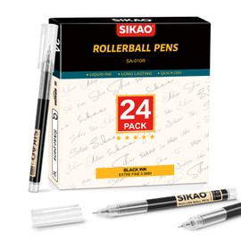 Sikao Liquid Ink Rollerball Pen Rollerball Pen Office Pens Fine Point Black Ink (24)