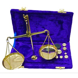 Old Traditional Goldsmith Weight (tarazu) showpiece Brass Weighing Scale Balance Justice Law Scale Decoration Vintage Apothecary Scale Small Brass Weight Scale (Blue)