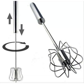 Mantraraj Hand Press Whisk Turbo Auto Rotating Mixer Cream Milk and Egg Blender Beater Professional Stainless Steel for Kitchen Cooking