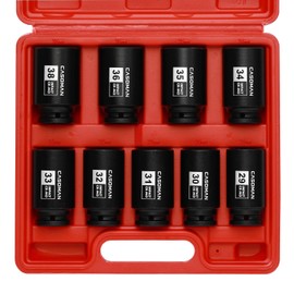 CASOMAN large socket set 1/2- Inch Drive Deep Spindle Axle Nut Impact Socket Set, 6 Point, CR-MO, Metric, 29mm-38mm, 9-Piece 1/2" Dr. Deep Impact Socket Set