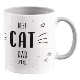 Personalisierte Kaffee-Tasse [Best Cat Mom] oder stolzer [Best Cat Dad] personalisierte Geschenke für Katzenbesitzer - 330 ml - verschiedene Designs (Katzenpapa - Grau)