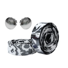 TOUFEIYUA Bicycle Handlebar Tape, Left and Right 2 Pieces, Handlebar Tape, Road Bike Bar Tape, Shock Absorption, Lightweight, Flexible, Anti-Slip (Camouflage, White)