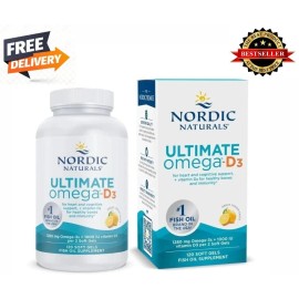 100% Pure Nordic Naturals Lemon Flavor - 1280 mg Ultimate Omega-D3 120 Softgels