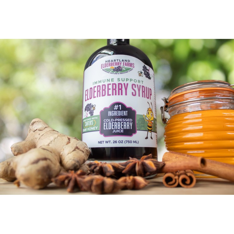 Heartland Organic Elderberry Syrup - Cold Pressed Elderberry Juice, Zero