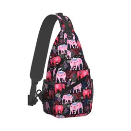 Krirteh African Ethnic Elephant Sling Bag For Women Men Fashion Backpack Crossbody Shoulder Bag Sling Backpack Chest Bag Travel Hiking Casual Sport Daypack