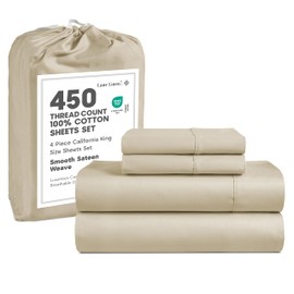 LANE LINEN California King Sheets Deep Pockets – 450 Thread Count Cotton Sheets, Soft & Breathable Sateen Weave, 15” Fully Elasticized Fitted Sheet, Luxury Hotel Bedding, Linen