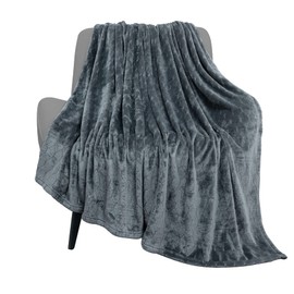 TOONOW Fleece Blanket Textured Fuzzy Plush Throw Blanket Super Soft Fluffy Bed Blanket Geometric Pattern Comfy Microfiber Flannel Blankets for Couch, Bed, Sofa (Grey Blue, Twin- 60"x 80")