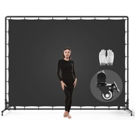LimoStudio 10 x 7 ft. Backdrop Stand with Wheel Dolly & Black Screen Combo, Adjustable Photo Banner Holder for Party, Events, Photoshoot, Sturdy, Movable Background Frame, AGG3422
