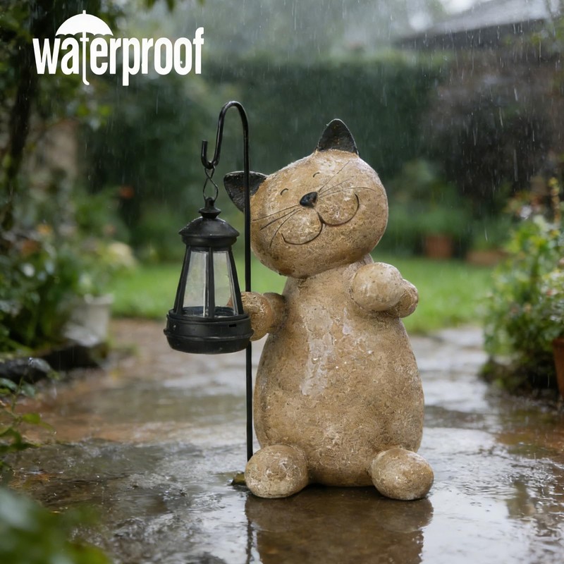 Braxio Solar Cat Garden Statue - 11.6" Yard Decorations Outdoor