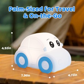 GAGBC Cute Baby Toddler Car Kids Night Light for Kids, Dimmable+1800mAh Rechargeable+Timer+Portable+Silicone+Squishy, Touch Breastfeeding Bedside Night Lamp, Funny Girls Boy Gifts