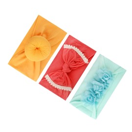 Baluue 3pcs Adorable Hair Bands for Boy Girl Elastic Headbands Featuring Doughnut Bowknot and Chiffon Flower Design Hair Accessories for Girls and Toddlers