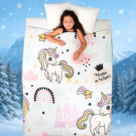 Zinello Design Cooling Blanket Unicorn - Kids Summer Blanket FrostWeave™ Q-Max >0.4 Girls Throw Blanket Breathable Baby Cooling Single (130x170cm (51x67))