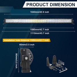 Willpower 42 45 inch 240W Spot Flood Combo LED Work Light Bar for Truck Car ATV SUV 4X4 Jeep Truck Driving Lamp