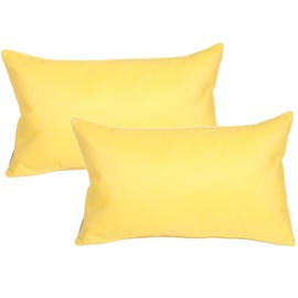 PILLOW DÉCOR Sunbrella Outdoor Pillow, Buttercup Yellow, 12"x19" (Set of 2) - Inserts Included
