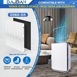 D360 Replacement Filter D3 Compatible with Winix Air Purifier Filter Replacement D360-D3 for Winix D360 3-Stage True HEPA Air Purifier, Part # 1712-0101-02. 2 H13 HEPA Filter and 8 Carbon Pre-filter