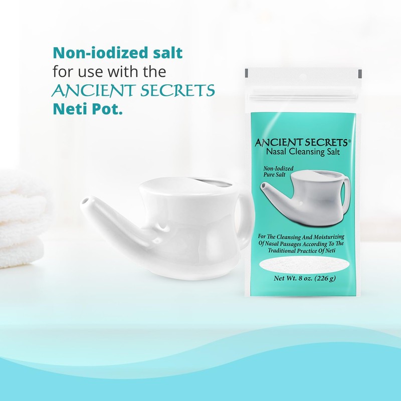 ANCIENT SECRETS Nasal Cleansing Salt, Non-Iodized, 6-Pack – USP-Grade Sodium