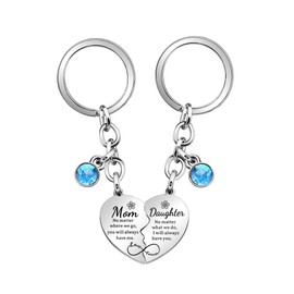 lauhonmin 2 Pcs Mother Daughter Heart Matching Keyring Keychain Set Gifts For Mum Mothers Day Birthday Christmas Presents From Daughter