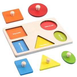 EsiFare Montessori Toys Wooden Puzzle, Geometric Wooden Puzzle, Educational Puzzle, Shaping Puzzle, 3D Puzzle, Color Recognition, Shape Recognition, Early Education, Kindergarten, Parent-child